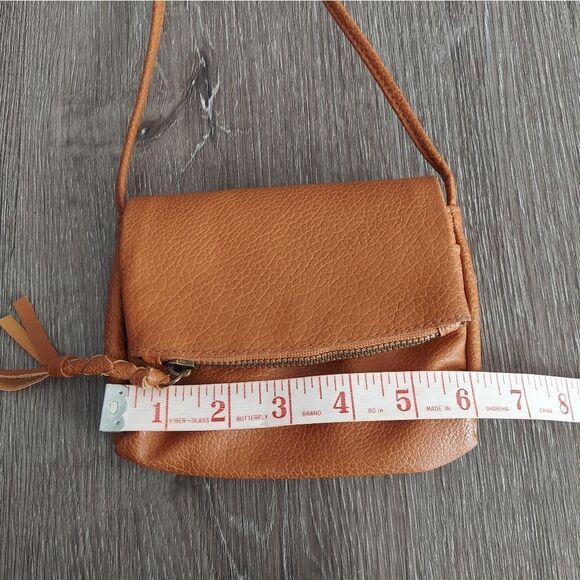 Mossimo Supply Co Brown Faux Leather Tassel Mini Crossbody Bag - Picture 5 of 6